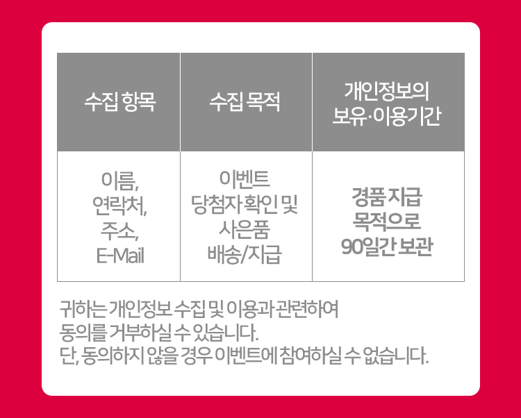 개인 정보 수집 이용 및 제공 동의약관 이미지