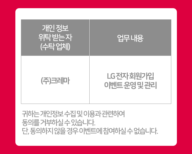 개인정보 취급업무 위탁 동의약관 이미지