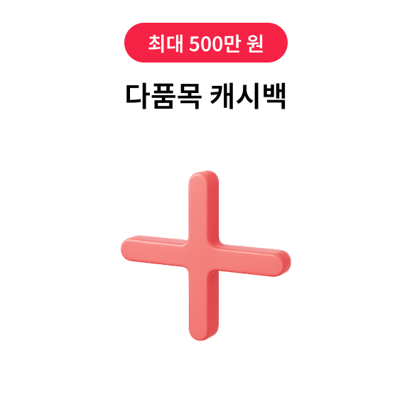 최대 500만원, 다품목 캐시백
