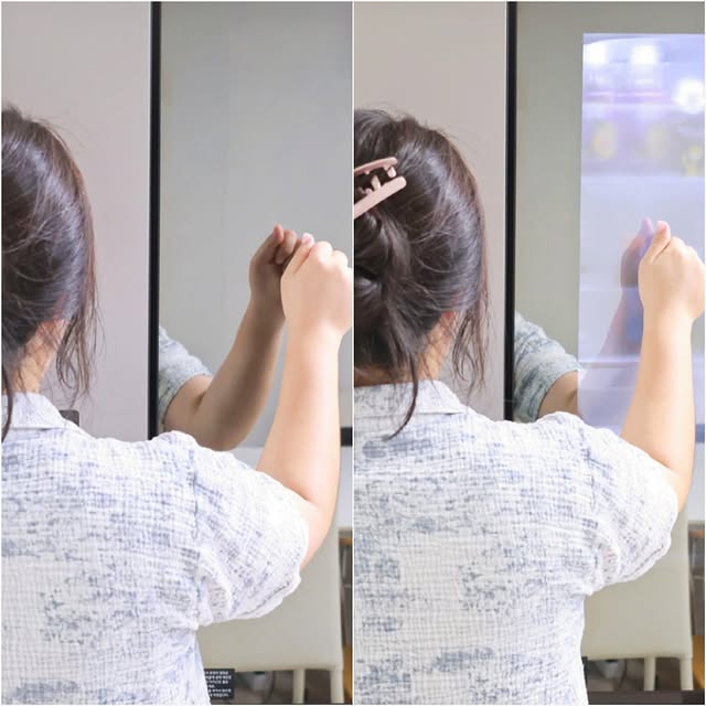 STEM 냉장고 노크온 미러글라스에 노크하는 모습