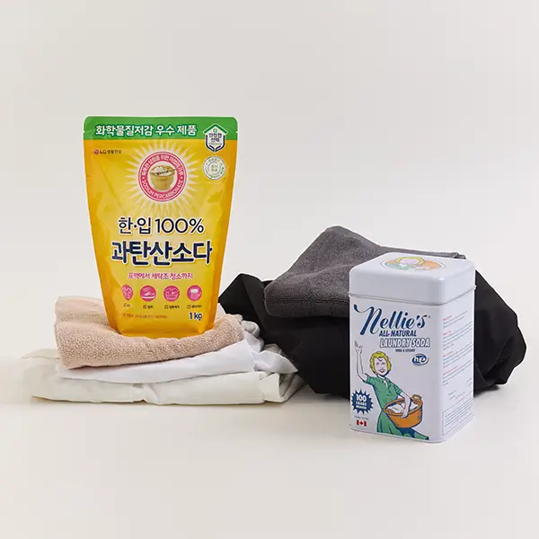 쉰내 제거를 위해 과탄산소다와 탄산소다를 나누어 사용하는 방법 안내 이미지
