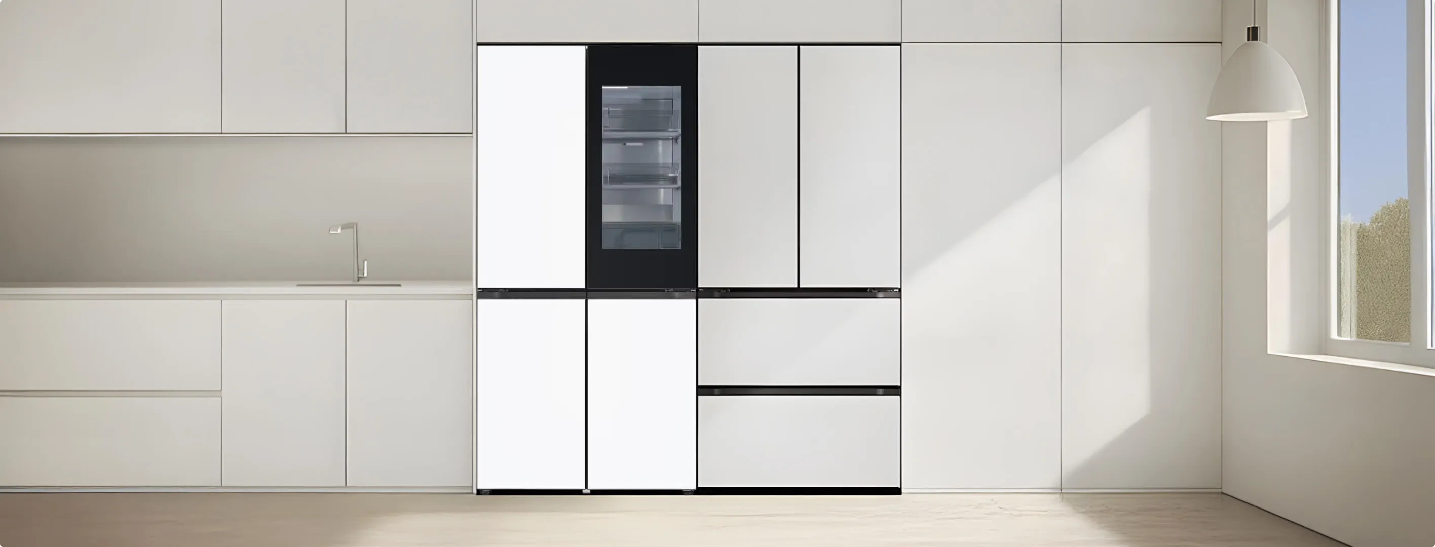 여백의 미를 느낄 수 있는 화이트 컬러로 고급스러운 주방 인테리어를 완성하는 LG 디오스 오브제컬렉션 핏앤맥스 냉장고