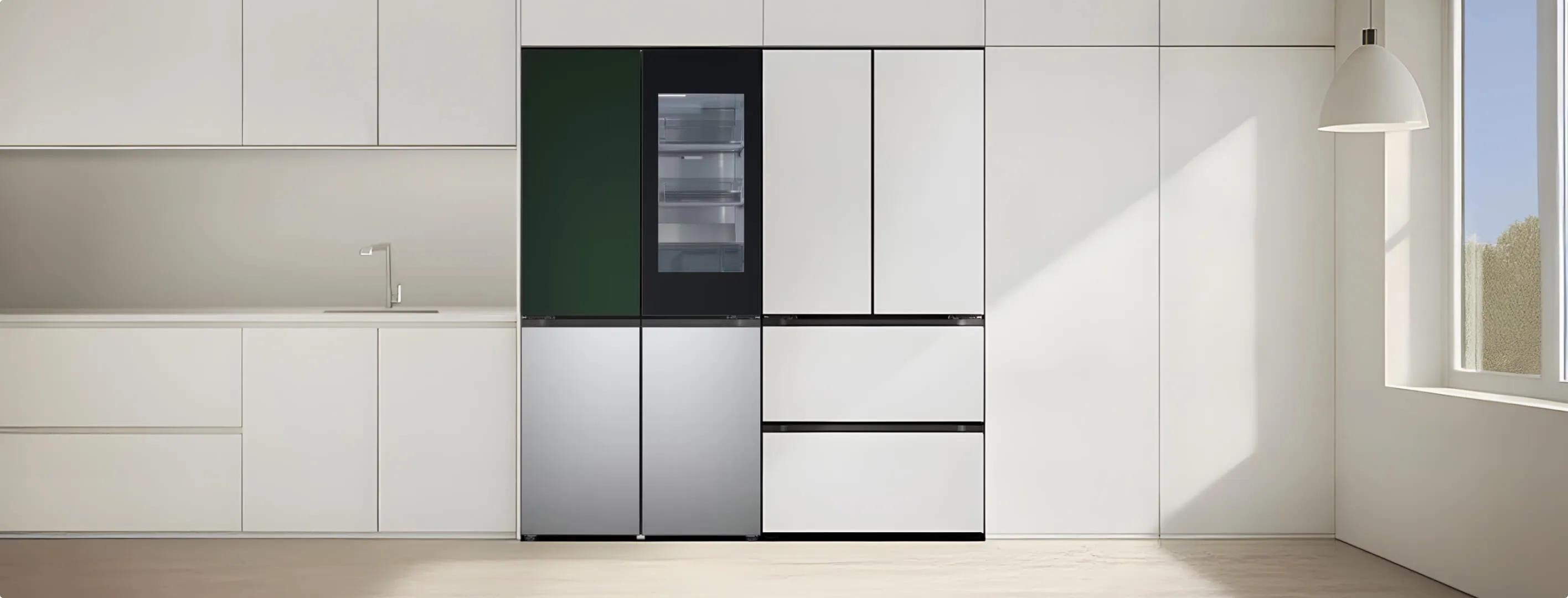 트렌디하면서도 조화로운 주방 인테리어를 완성하는 그린 컬러의 LG 디오스 오브제컬렉션 핏앤맥스 냉장고