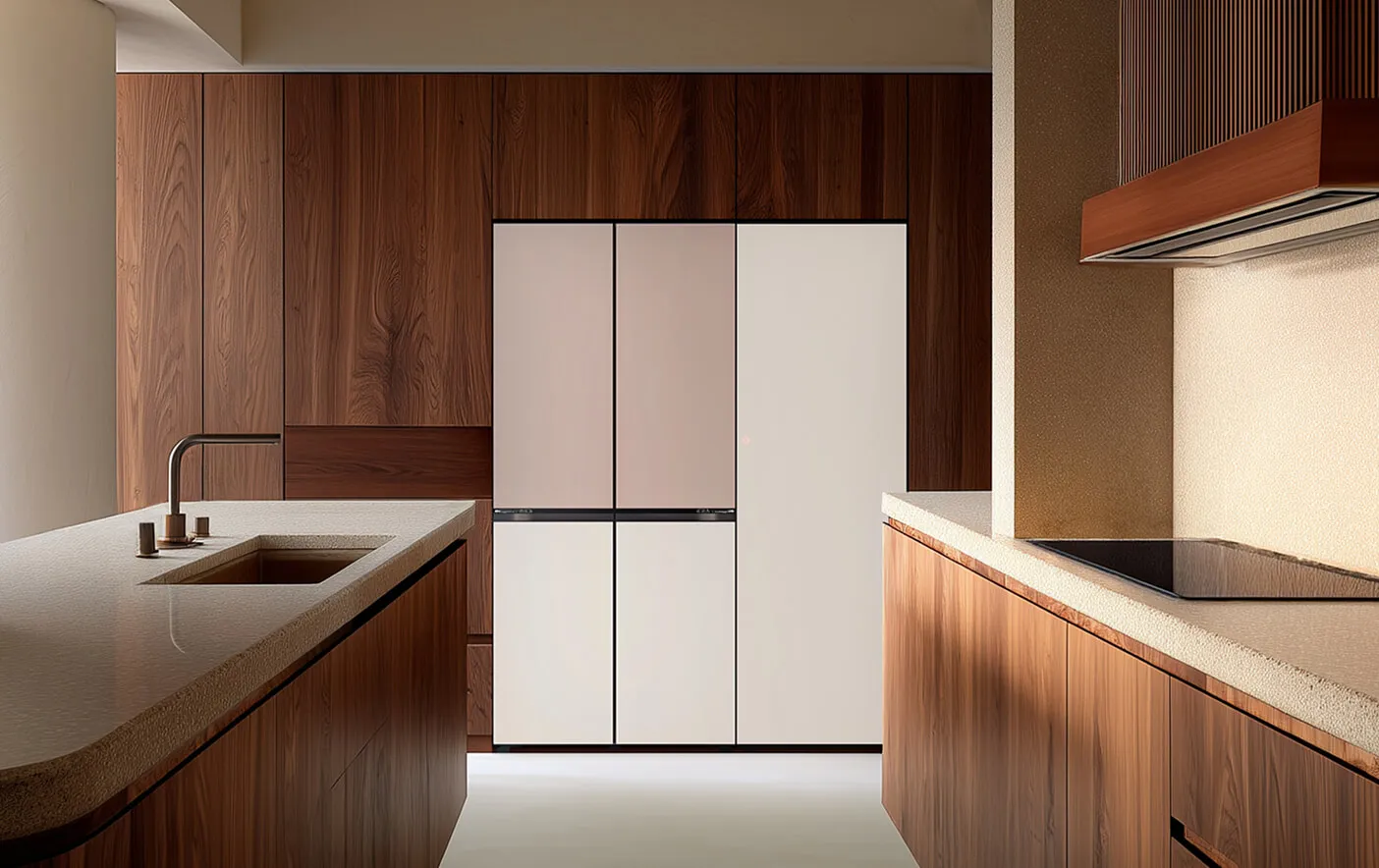 핏앤맥스 상냉장하냉동 500리터 급과 컨버터블 패키지 김치냉장고는 페어 설치로 인기가 많으며 북유럽 스타일의 따뜻하면서 부드러운 감성의 주방 인테리어를 선호하는 신혼부부와 가족에게 추천합니다. 