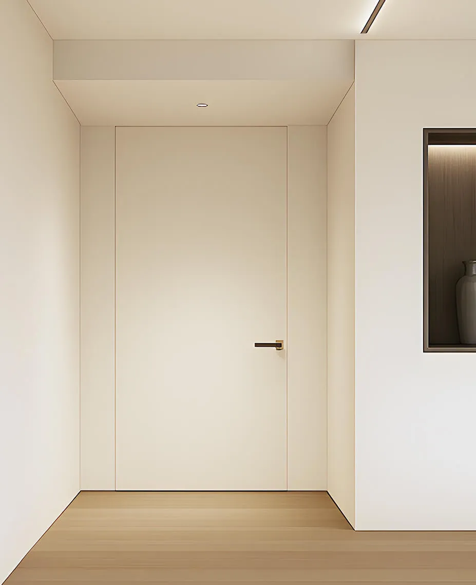 미니멀리즘의 완성 무문선 트렌드는 문과 벽면을 일체감 있게 이어져 실내 공간이 더 넓어 보여 세련된 분위기를 연출하는 인테리어