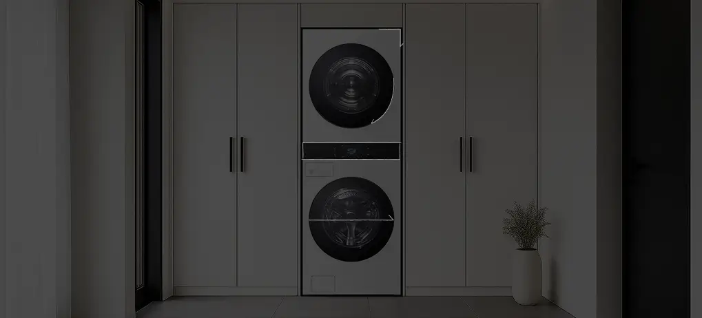 심리스하며 플랫하고 엣지있는 디자인을 통해 공간과 조화를 이루며 인테리어 완성도를 높인 AI 워시타워 디자인