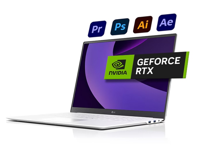 그램_프로_제품_위에_떠있는_어도비_프로그램_로고들과_geforce_rtx_로고