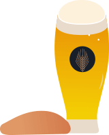 황금빛 맥주 한 잔의 일러스트.