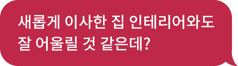 화자 : 새롭게 이사한 집 인테리어와도 잘 어울릴 것 같은데?