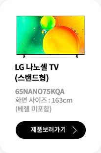 LG 나노셀 TV (벽결이형) / 65NANO75EPA / 화면 사이즈 :163CM / (베젤 미포함) / 제품보러가기