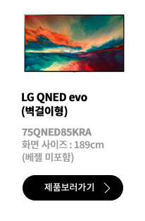 LG QNED evo (벽걸이형) / 75QNED85KRA / 화면 사이즈 :189CM / (베젤 미포함) / 제품보러가기