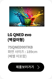 LG QNED evo (벽걸이형) / 75QNED99TKB / 화면 사이즈 :189CM / (베젤 미포함) / 제품보러가기