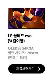 LG 올레드 evo (벽걸이형) / OLED83G4KNA / 화면 사이즈 :209cm / (베젤 미포함) / 제품보러가기