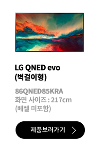LG QNED evo (벽걸이형) / 86QNED85KRA / 화면 사이즈 :217CM / (베젤 미포함) / 제품보러가기
