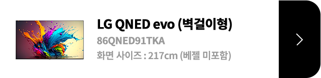 LG QNED evo (벽걸이형) / 86QNED91TKA / 화면 사이즈 :217CM / (베젤 미포함) / 제품보러가기