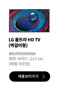 LG 울트라 HD TV (벽걸이형) / 86UR9300KNA / 화면 사이즈 :217CM / (베젤 미포함) / 제품보러가기