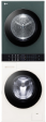 LG 워시타워. 파란색 건조기와 밝은 회색 세탁기가 세로로 쌓인 타워형 제품입니다.