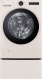 LG 워시콤보. 베이지색 바디에 검은색 도어와 상단 조작 패널이 있는 단일 세탁기입니다.