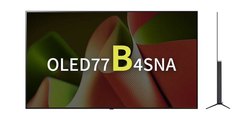 LG OLED TV 77형 B 시리즈, 미니멀한 디자인과 얇은 두께가 특징이며, 측면 실루엣이 강조된 모습.