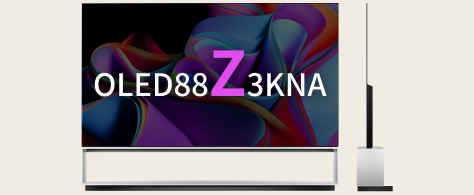 LG OLED TV 88형 Z 시리즈, 초고화질 디스플레이와 베젤이 없는 디자인, 측면에서 본 모습 포함.
