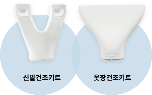 신발과 옷을 건조할 수 있도록 설계된 신발건조키트와 옷장건조키트의 모습