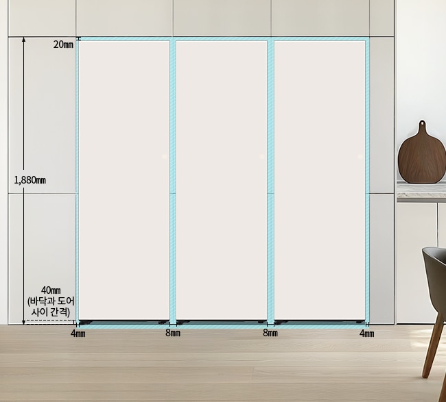 Fit&Max 컨버터블 냉장고 3대가 나란히 배치된 전면부 사진