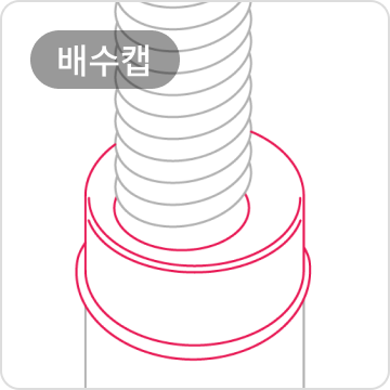 배수캡이 강조된 배관 연결도.