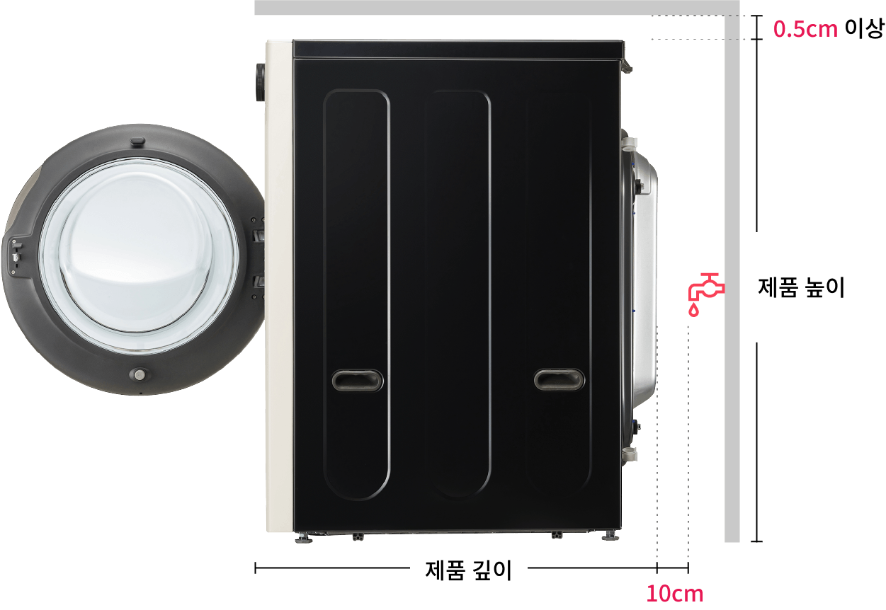 꼬망스 플러스 수도꼭지가 후면에 있는 경우의 측면