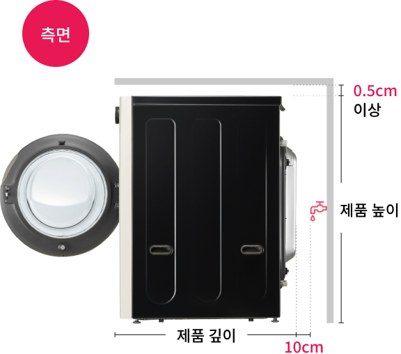 꼬망스 플러스 수도꼭지가 후면에 있는 경우의 측면