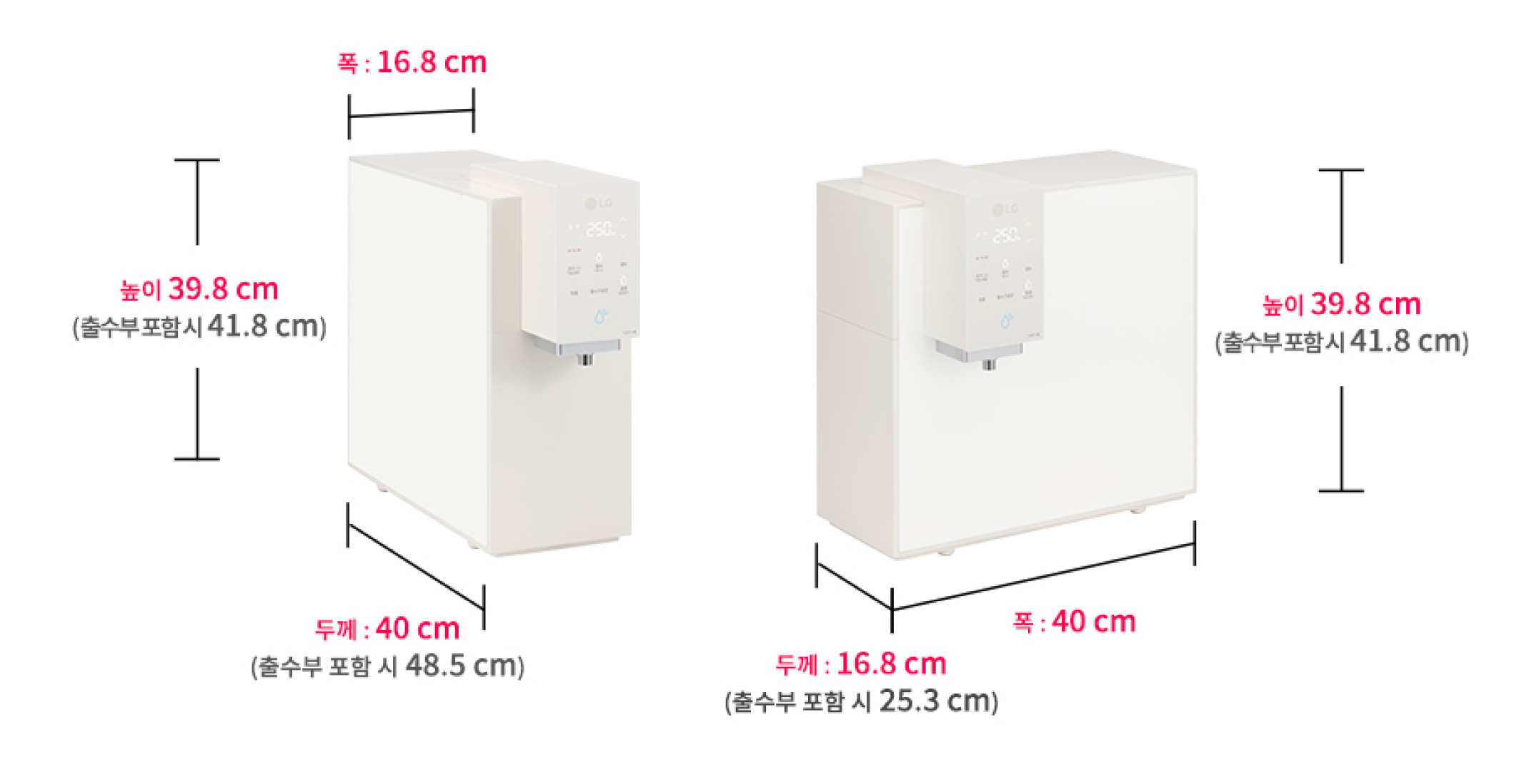LG 퓨리케어 음성인식 정수기 제품 사이즈