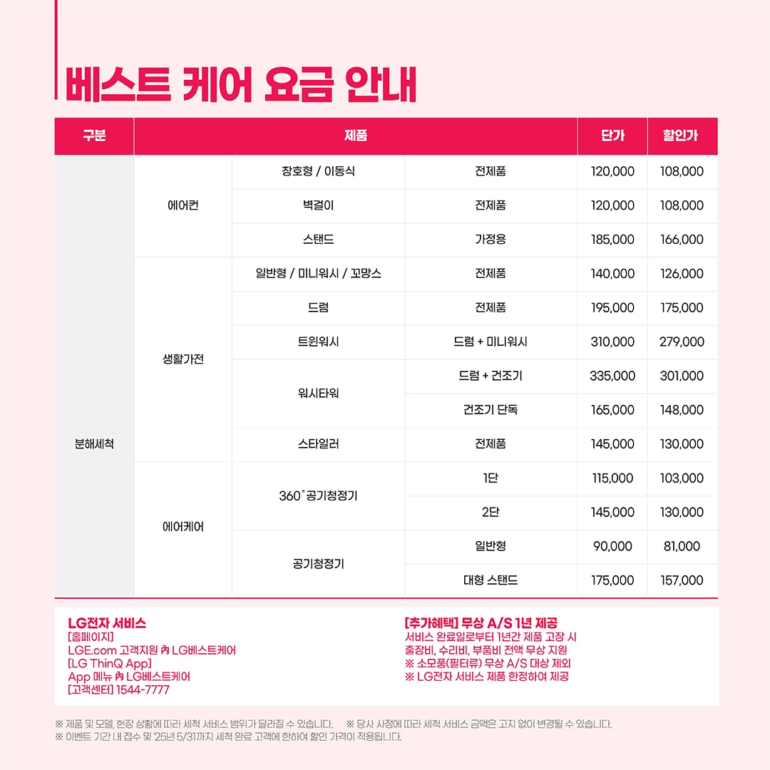 2025년 3월 봄맞이 LG전자 베스트케어 캠페인 이미지