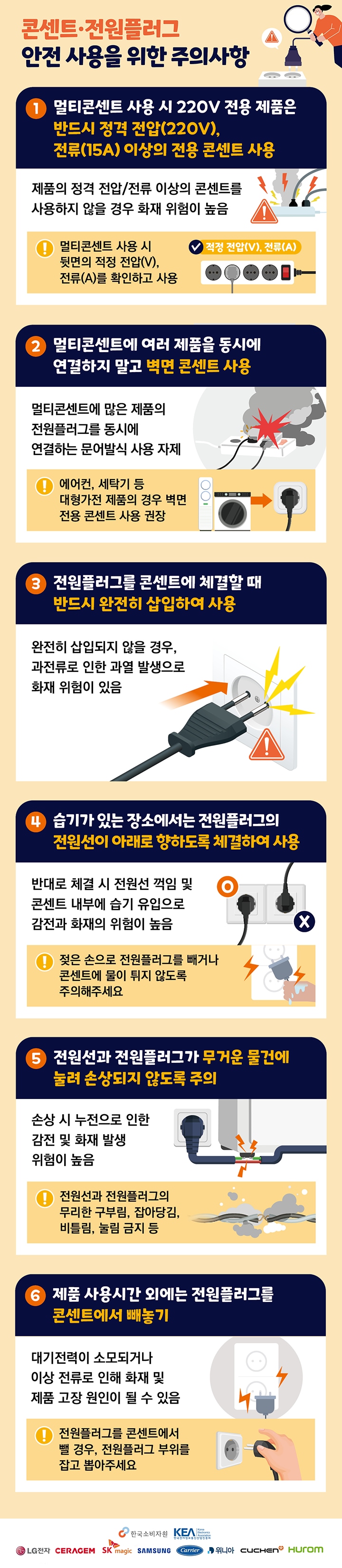 콘텐트 전원플로그 안전 사용을 위한 주의사항