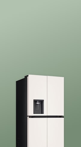 LG 디오스 오브제컬렉션 STEM 얼음정수냉장고 정수전용 디스펜서 제품의 측면컷이다.