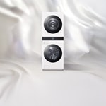 하얀색 천을 배경으로 가운데 LG 트롬 AI가 배치되어 있다