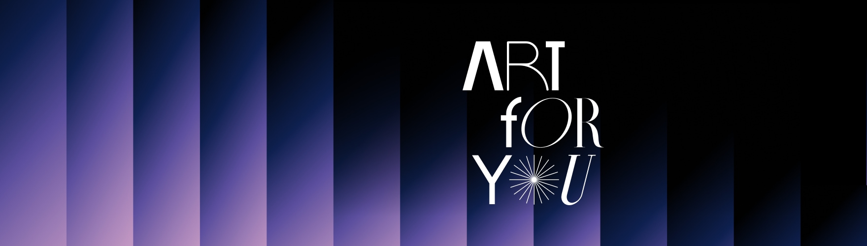 어두운 파란색에서 보라색으로 그라데이션된 배경에 수직 줄무늬가 있고, 우측에 'ART FOR YOU' 로고가 흰색으로 표시되어 있다.