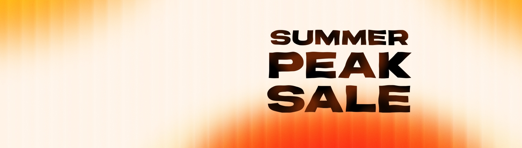 주황색과 노란색 그라데이션 배경 위에  'SUMMER PEAK SALE'이라는 검은색 굵은 글자가 적힌 여름 세일 홍보 이미지.
