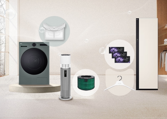 건조기 필터세트/하이드로타워 V 필터 / 스타일러 향기시트 및 스타일러 기본옷걸이 이미지