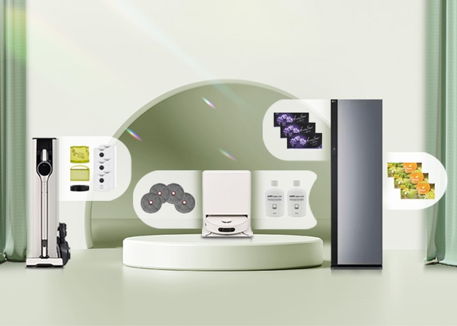 청소기 묶음 세트 및 스타일러 향기시트 이미지