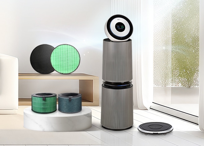 공기청정기와 필터& 무빙휠 이미지