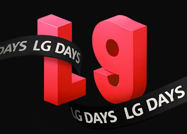 까만 배경에 중간에 LG라는 문구에 LG DAYS라는 리본이 문구를 감싸고 있습니다.