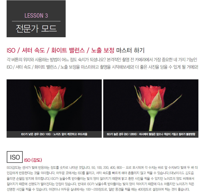 ISO/셔터속도/화이트 밸런스/노출 보정 마스터 하기