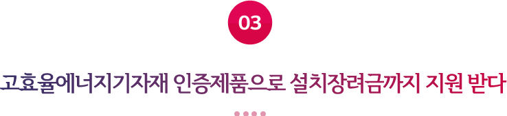 03 고효율에너지기자재 인증제품으로 설치장려금까지 지원 받다