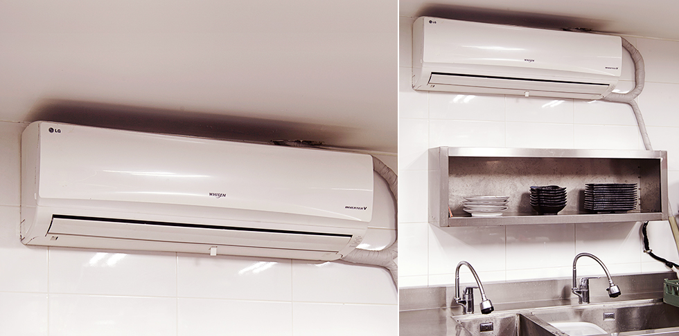 파워냉방, 강력 제습기능 냉방기가 설치되있는 주방 사진