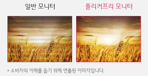 일반 모니터와 플리커 프리 모니터 비교